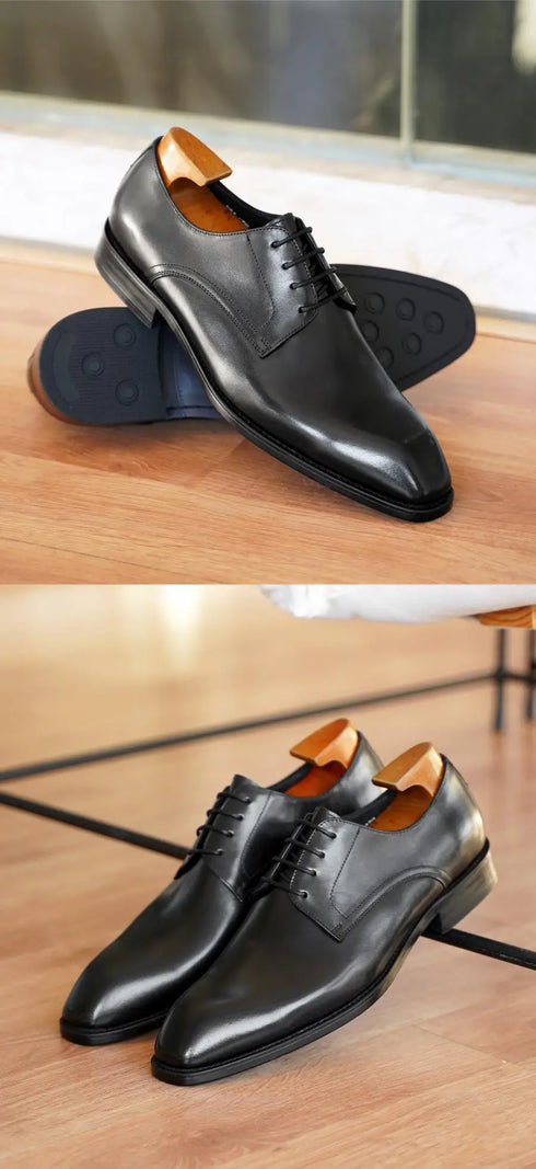 Elegant Plus Size Men's Formal Oxfords - Classic Lace-Up Leather Shoes for Weddings, Office, and Business Casual Events